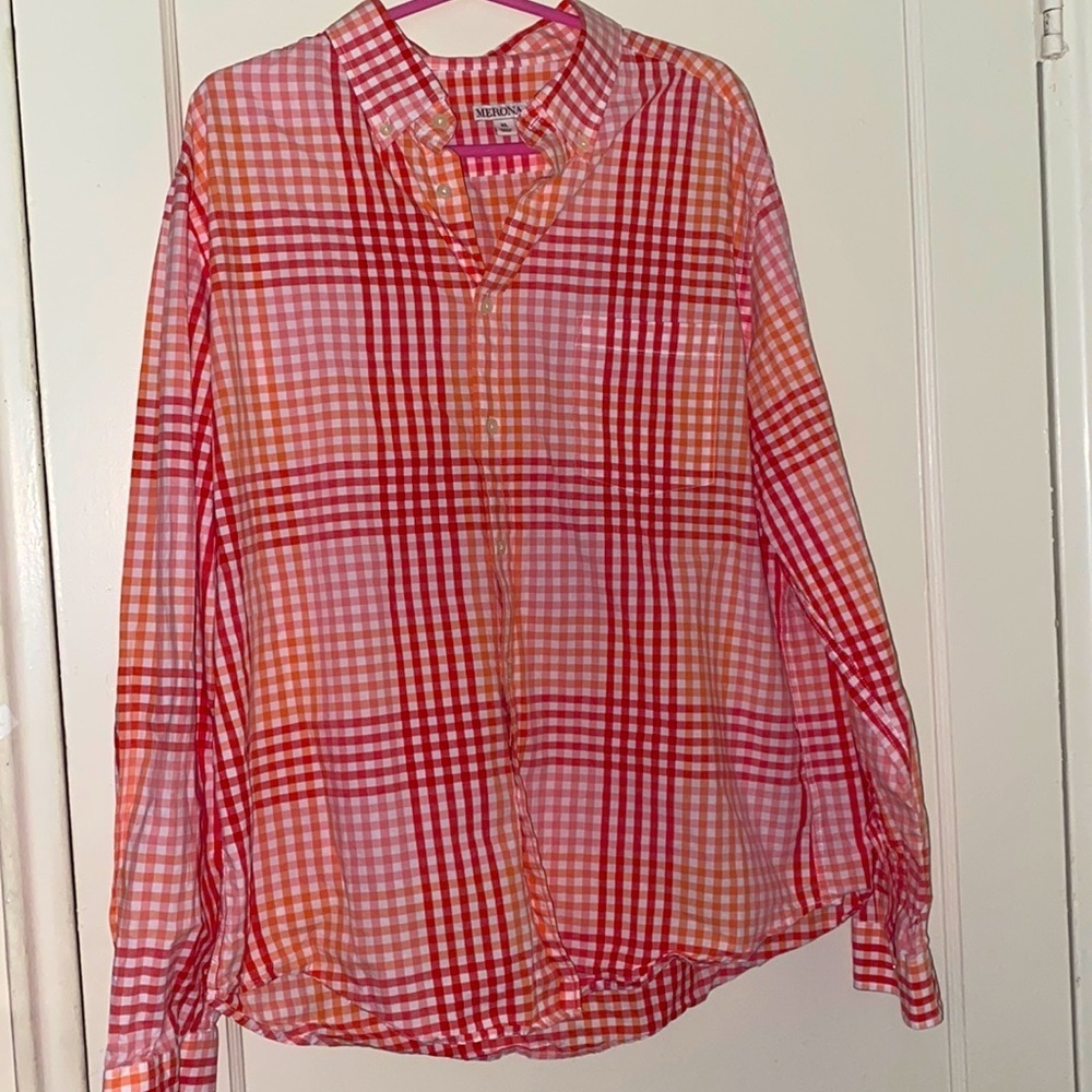 Merona orange and pink button down siZe: XL